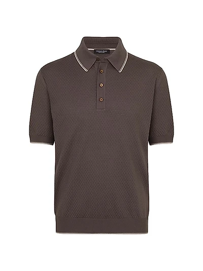 Knit Short Sleeve Four-Button Polo Shirt