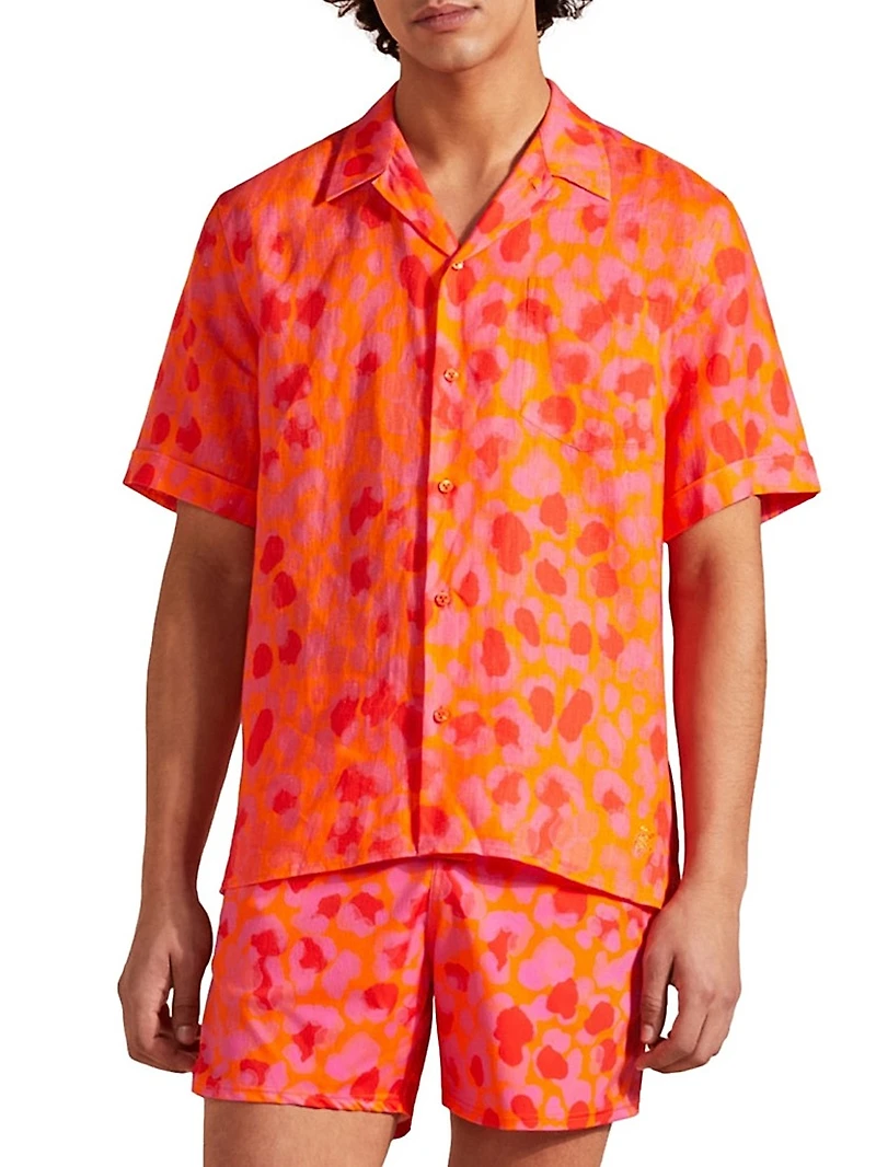 New Leopard Linen Camp Shirt