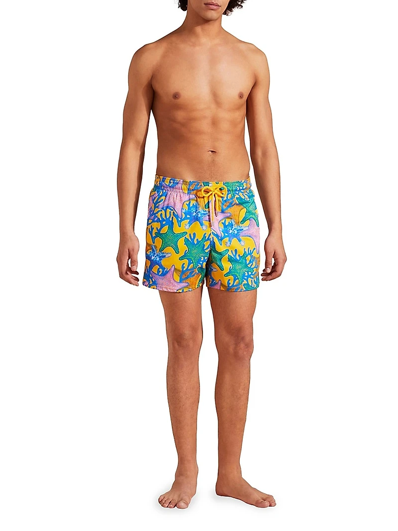 Glowed Star Graphic Swim Trunks