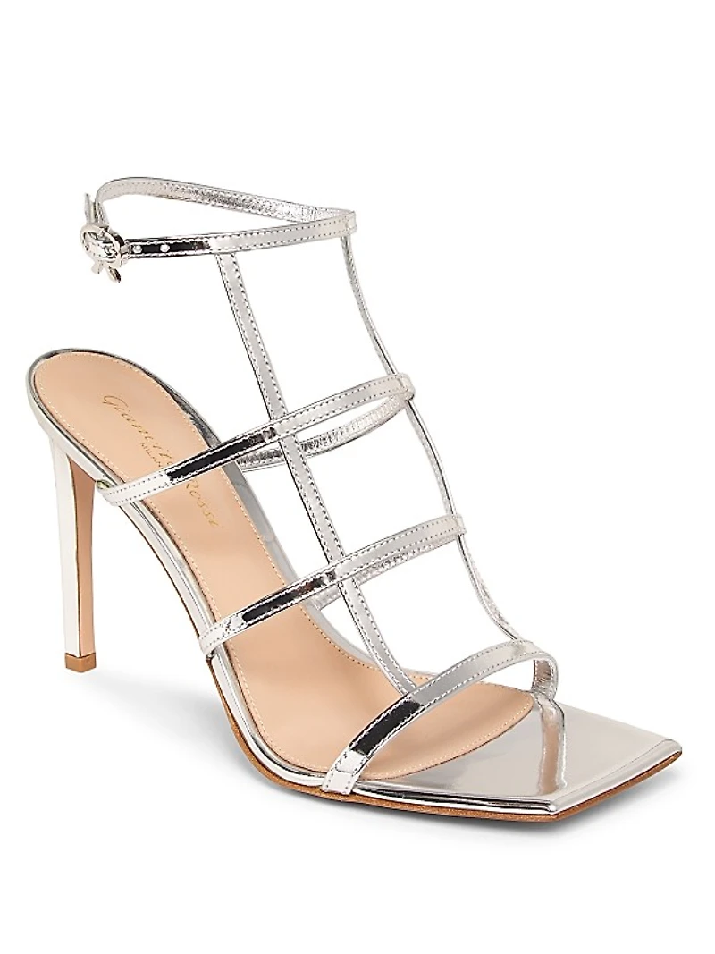Strappy 95MM Metallic Leather Sandals