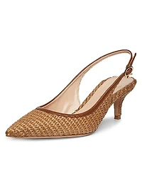 Marbella 55MM Raffia & Leather Pumps