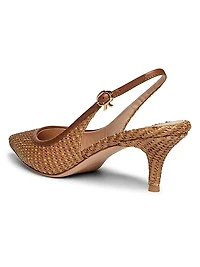 Marbella 55MM Raffia & Leather Pumps