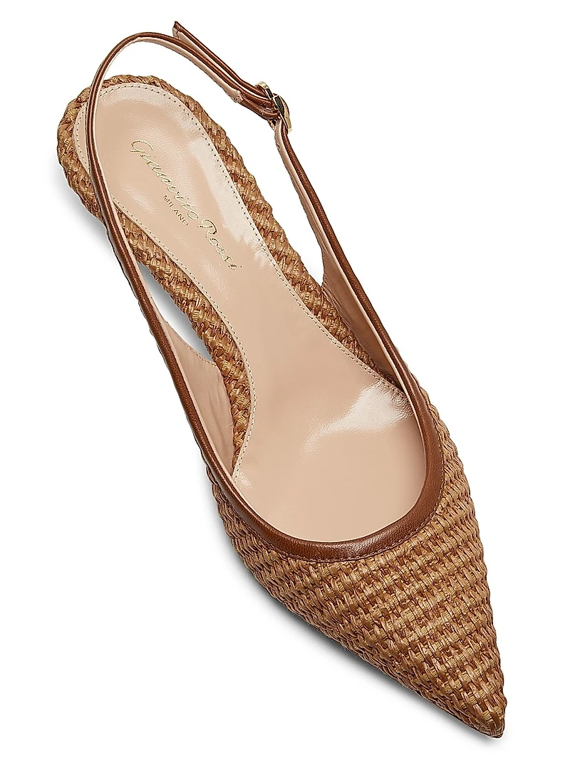 Marbella 55MM Raffia & Leather Pumps