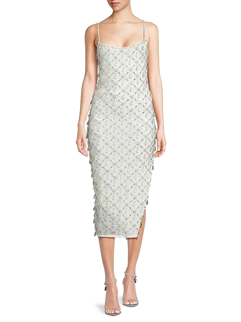 Calliope Teardrop Beaded Midi-Dress