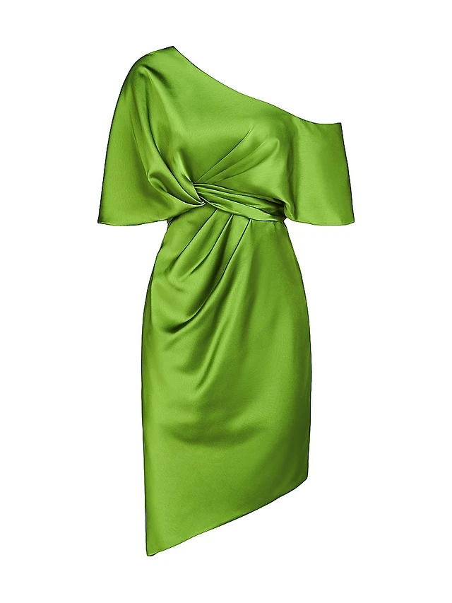 green dress saks fifth avenue Jannie Draped Neckline Cami Dress Abstract Green