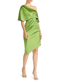 Polly Satin One-Shoulder Cocktail Dress