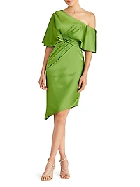 Polly Satin One-Shoulder Cocktail Dress