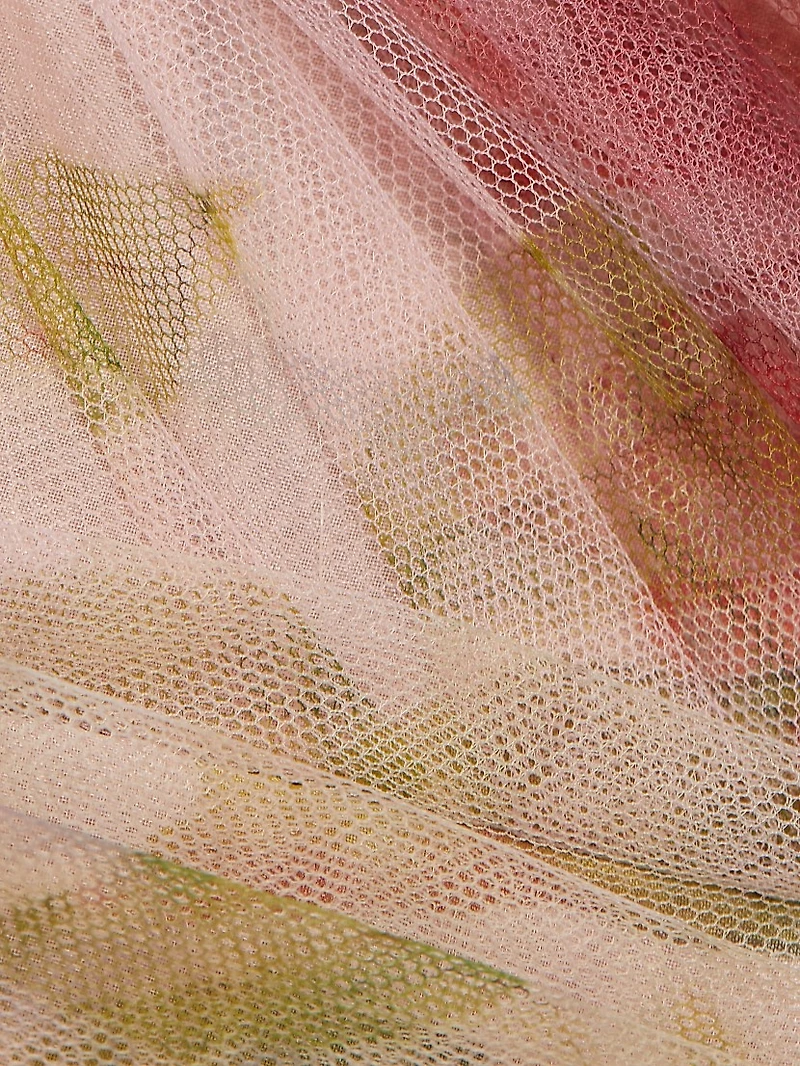 Floral Organza Tulle A-Line Gown