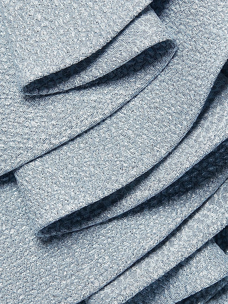 Jacquard Cascade Ruffle-Sleeve Gown