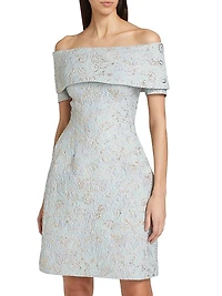 Metallic Jacquard Cocktail Dress