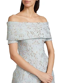 Metallic Jacquard Cocktail Dress