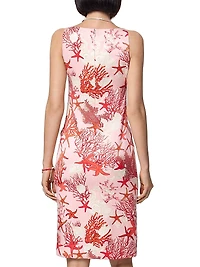 Printed Silk Cowl-Neck Dress