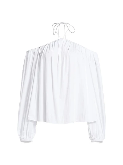 Oleander Poplin Off-The-Shoulder Top