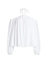 Oleander Poplin Off-The-Shoulder Top