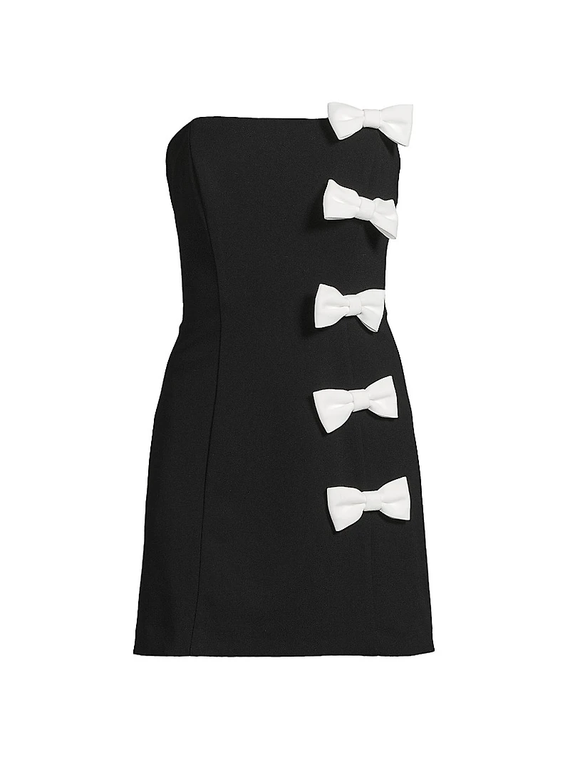 Bow Detail Crepe Strapless Minidress