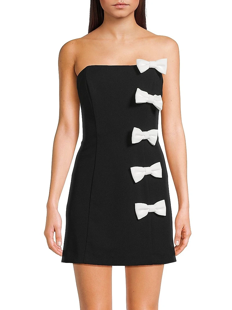 Bow Detail Crepe Strapless Minidress