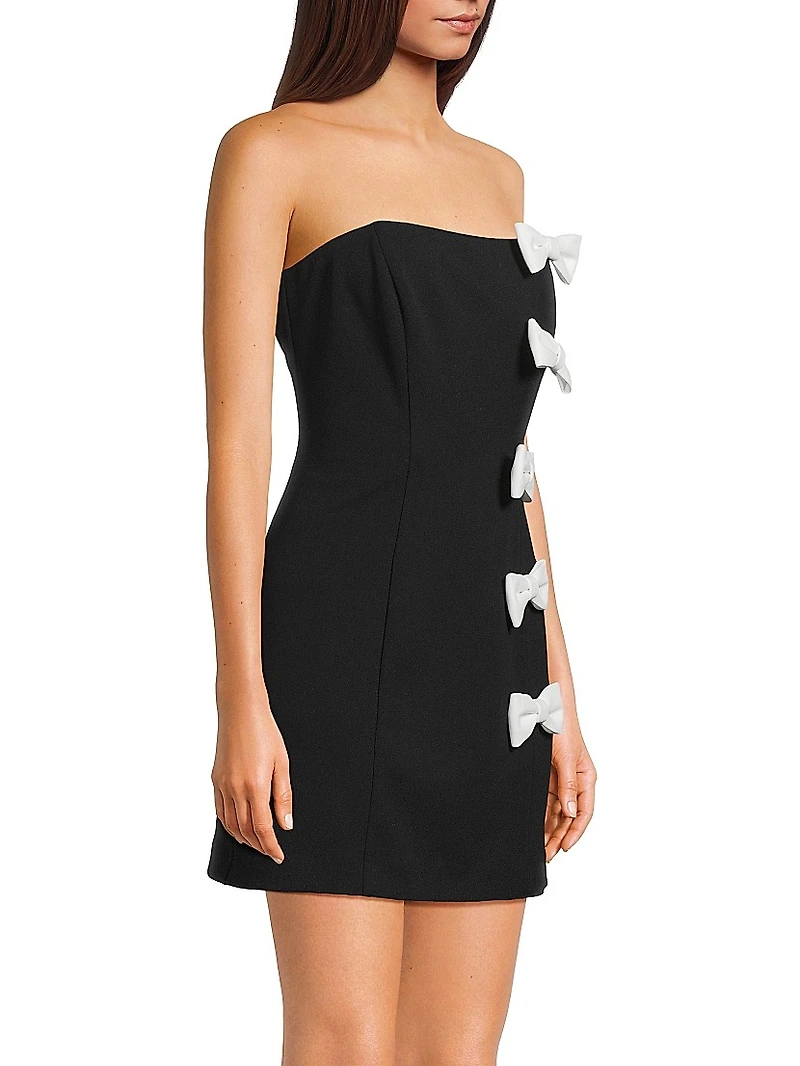 Bow Detail Crepe Strapless Minidress