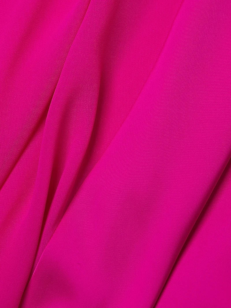 Satin Chiffon V-Neck Gown