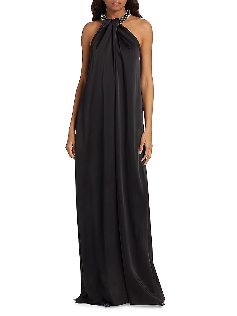 Halterneck Satin Gown