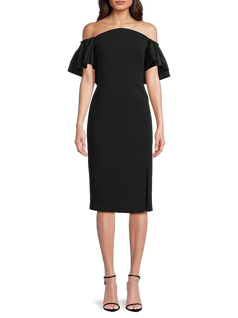 Off-The-Shoulder Sheath Midi-Dress