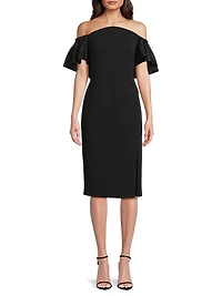 Off-The-Shoulder Sheath Midi-Dress