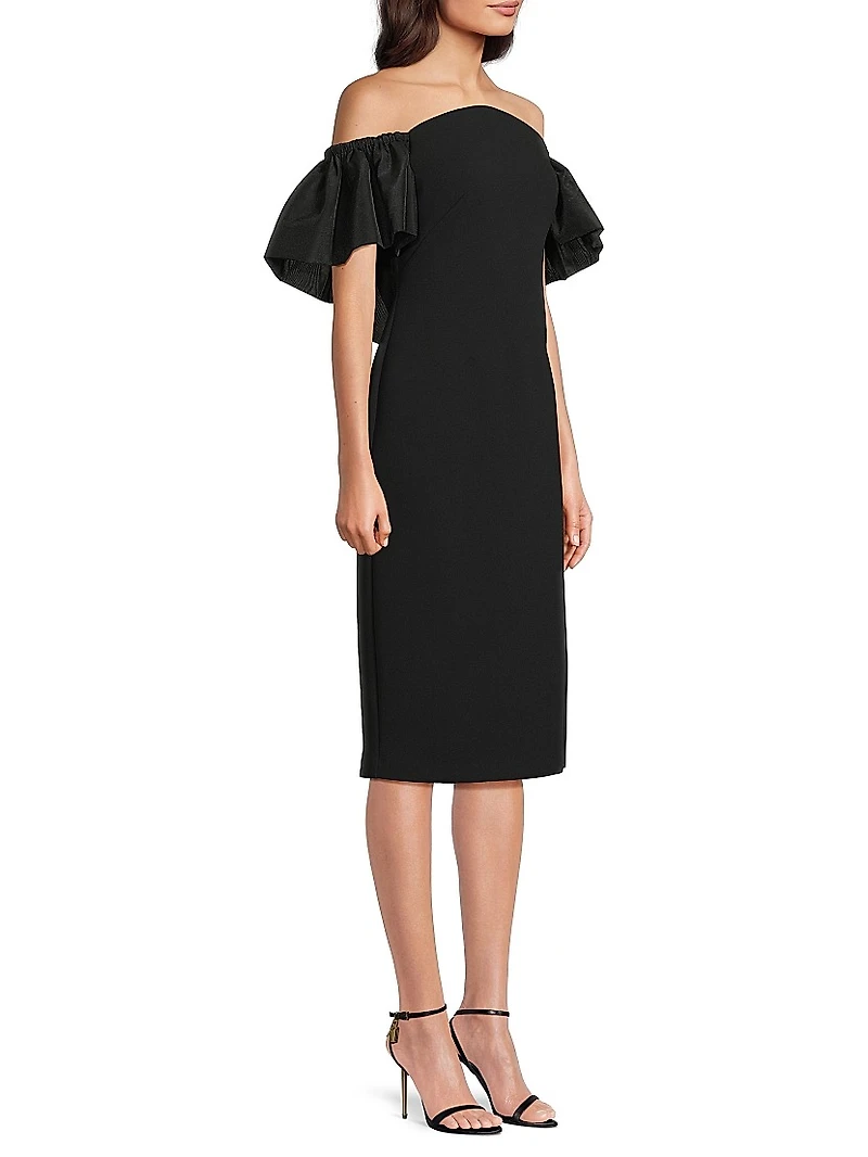Off-The-Shoulder Sheath Midi-Dress