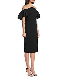 Off-The-Shoulder Sheath Midi-Dress