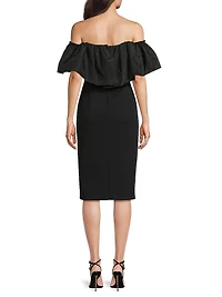 Off-The-Shoulder Sheath Midi-Dress