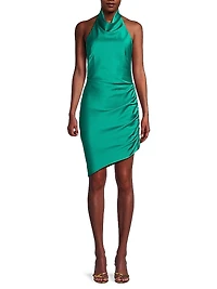 Satin Halter Cowlneck Minidress