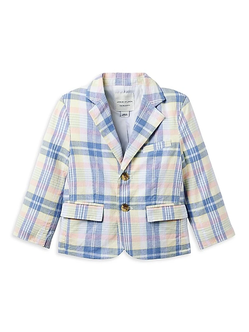 Little Boy's & Boy's Plaid Linen-Cotton Blazer