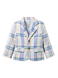 Little Boy's & Boy's Plaid Linen-Cotton Blazer