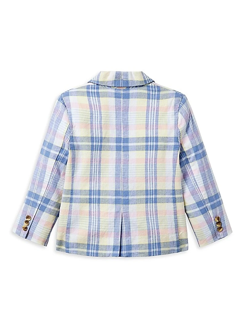 Little Boy's & Boy's Plaid Linen-Cotton Blazer