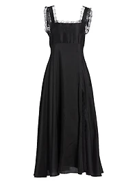 Aubrey Silk Lace-Trim Midi-Dress