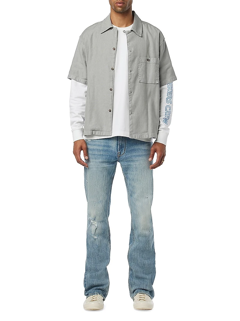 Walker Distressed Stretch Flare Jeans