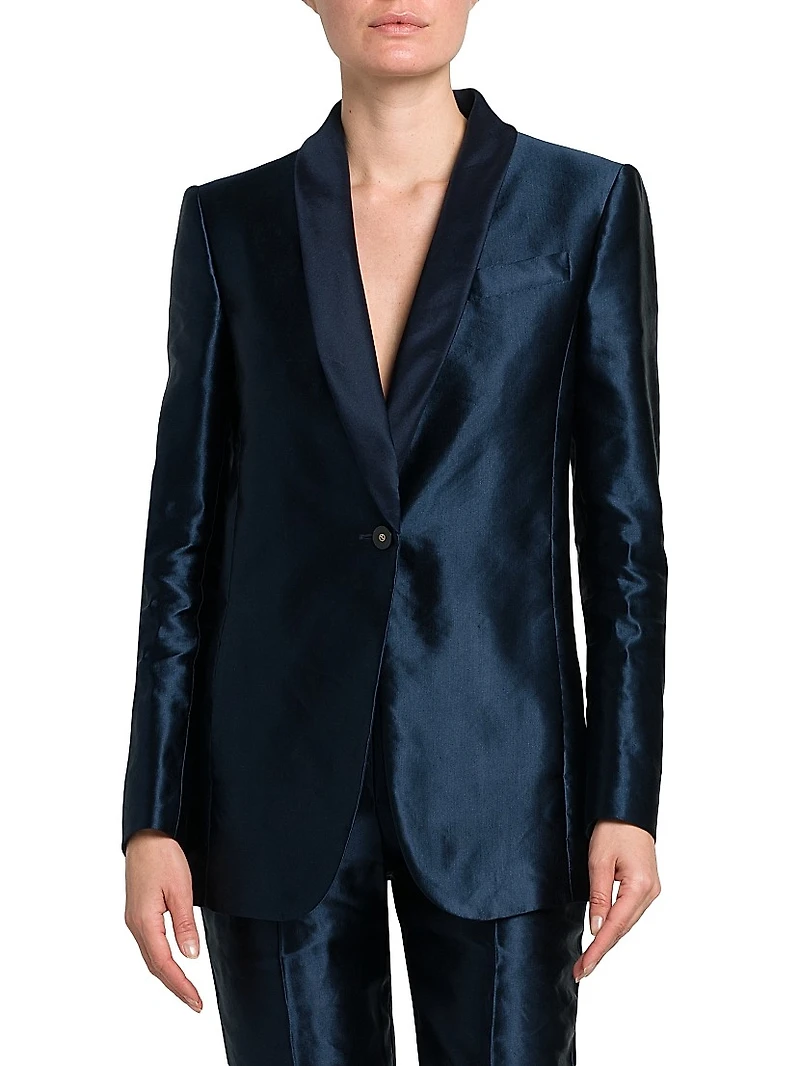 Linen-Silk Tailored Blazer