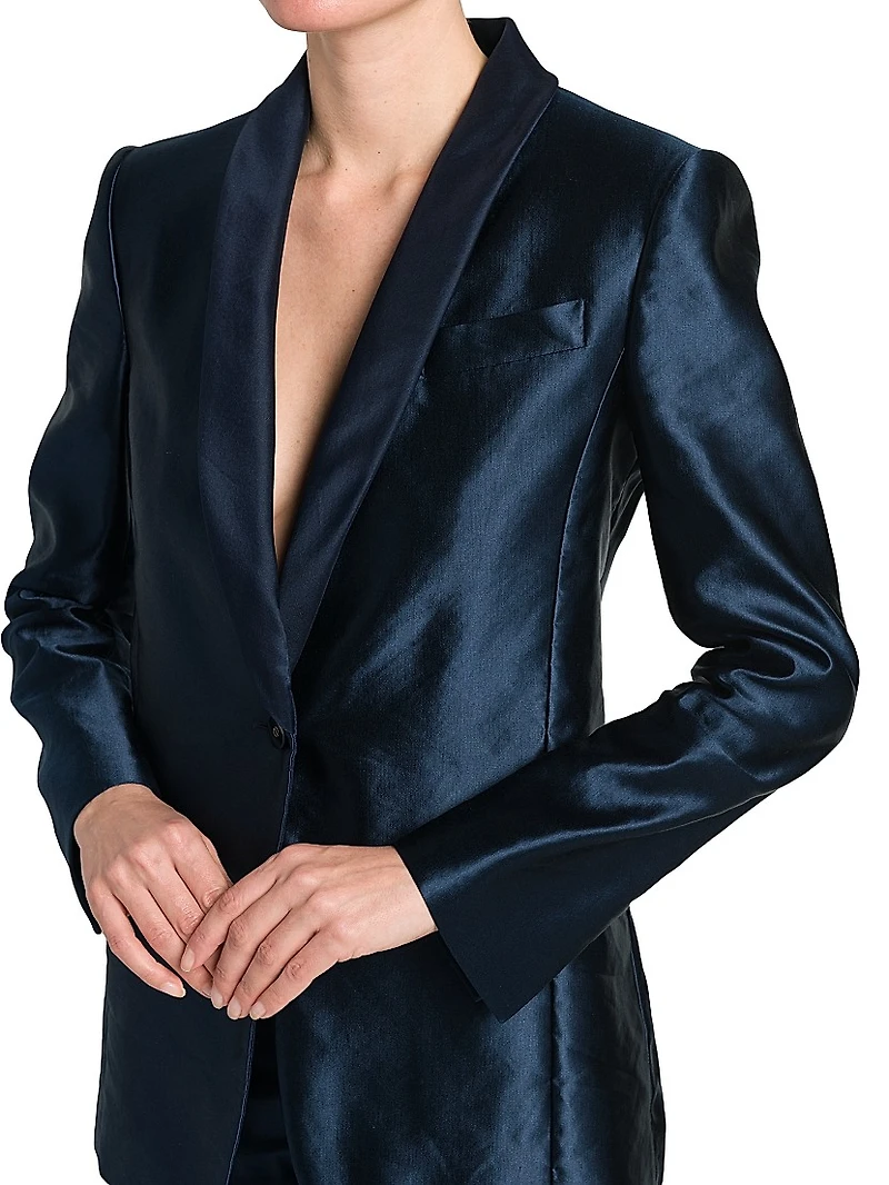 Linen-Silk Tailored Blazer