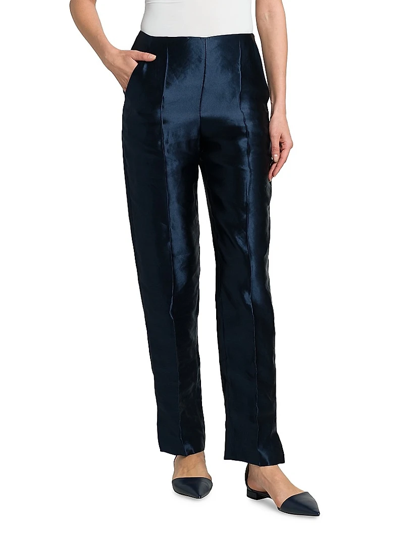 Linen-Silk Tapered Pants