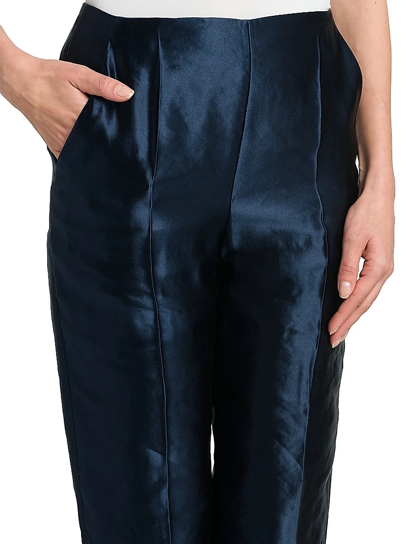Linen-Silk Tapered Pants