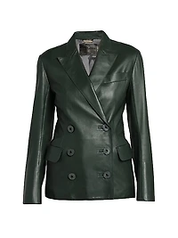Leather Double-Breasted Blazer