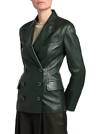 Leather Double-Breasted Blazer