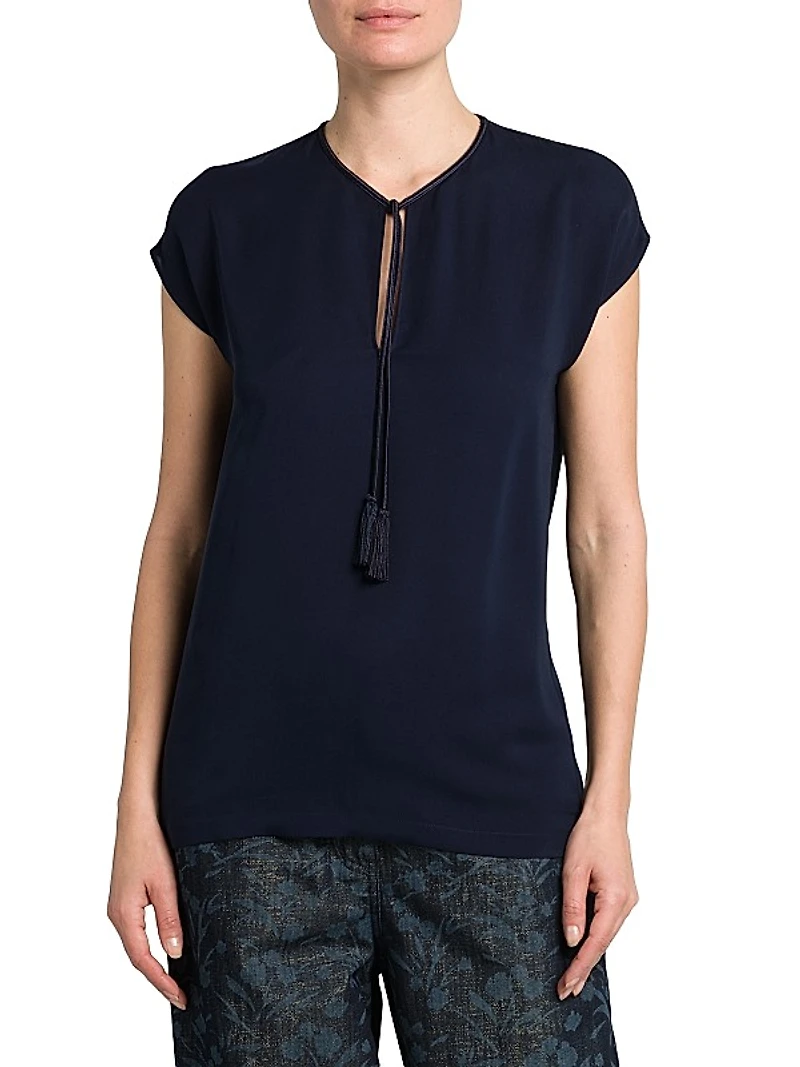 Silk Georgette Keyhole Blouse