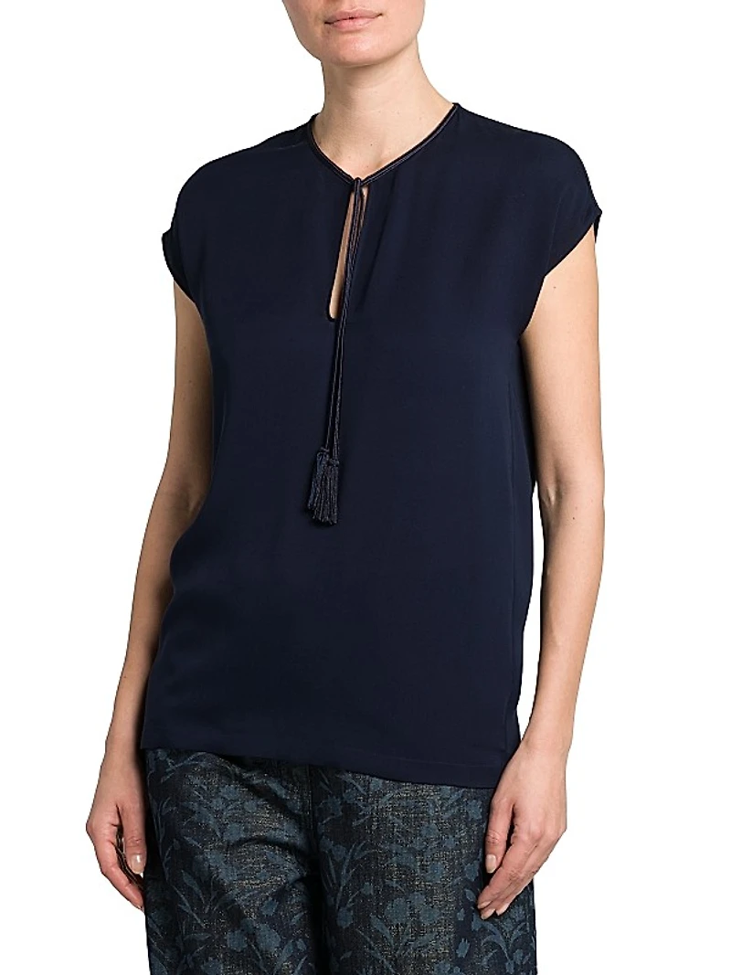 Silk Georgette Keyhole Blouse