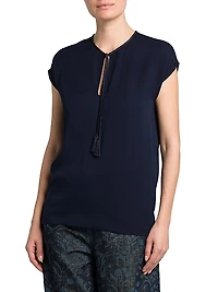 Silk Georgette Keyhole Blouse
