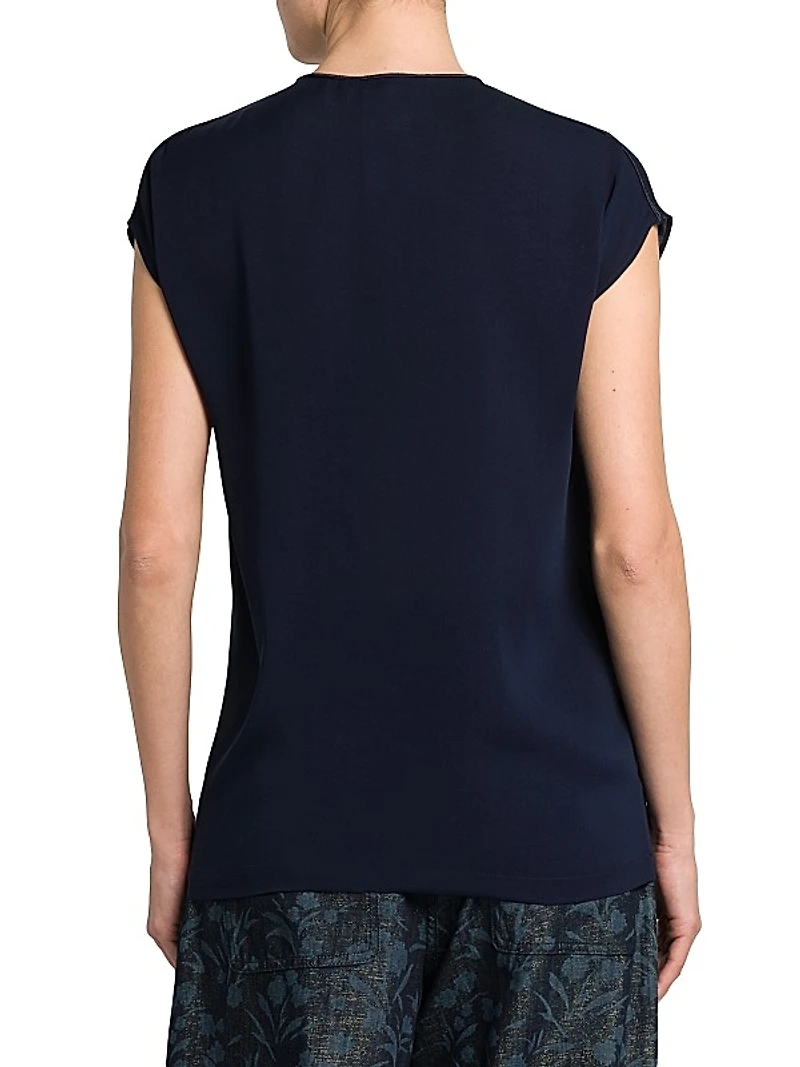 Silk Georgette Keyhole Blouse