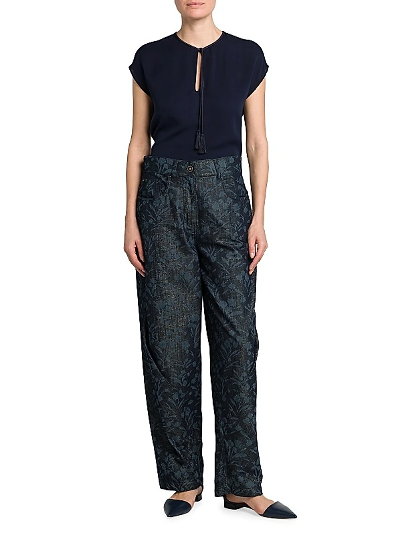Silk Georgette Keyhole Blouse