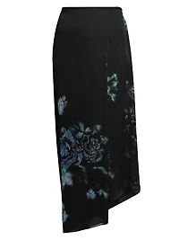 Floral Silk Asymmetric Maxi Skirt