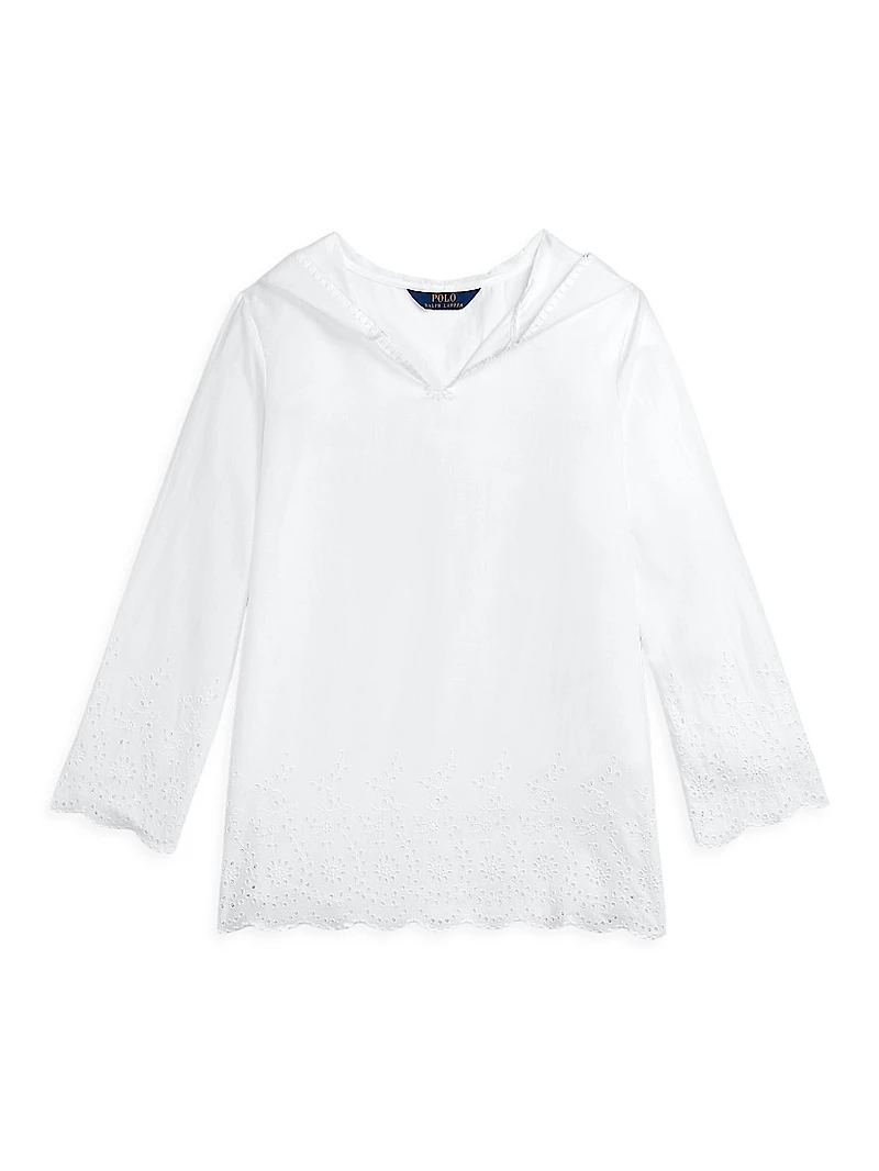 Little Girl's & Girl's Eyelet Embroidered Hoodie