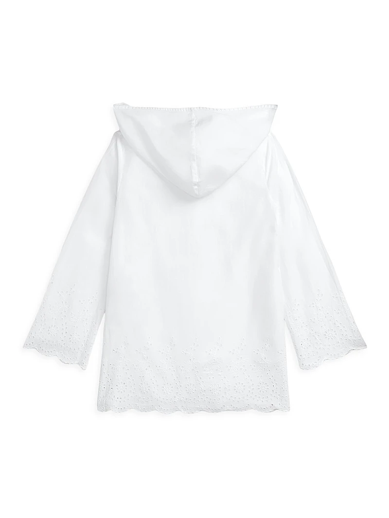 Little Girl's & Girl's Eyelet Embroidered Hoodie