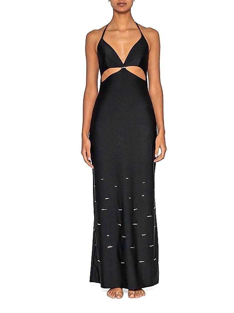 Noche Embellished Cut-Out Cover-Up Dress