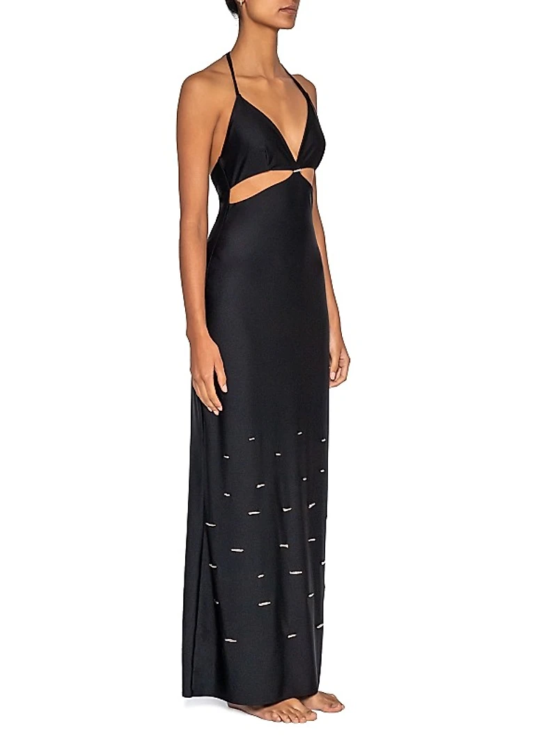 Noche Embellished Cut-Out Cover-Up Dress